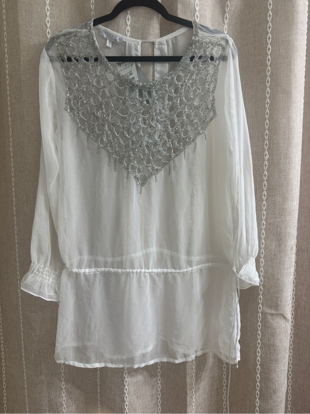 Elegant Beaded Yoke White Womens Blouse perfect for festival season